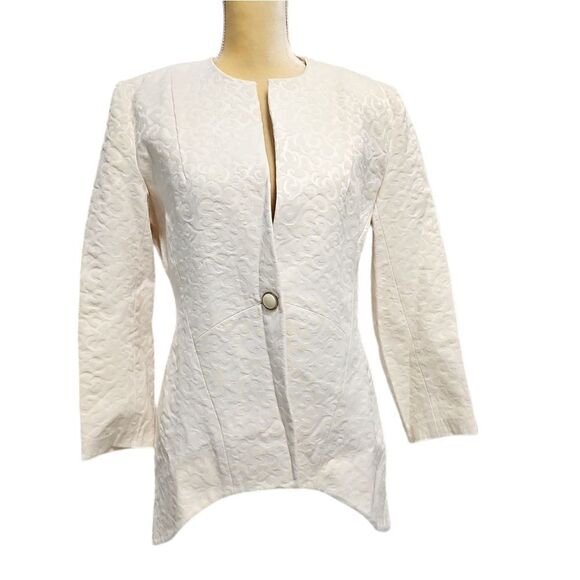 Vintage Jacquard Cream Single Button Blazer Size 10‎ - Picture 1 of 8